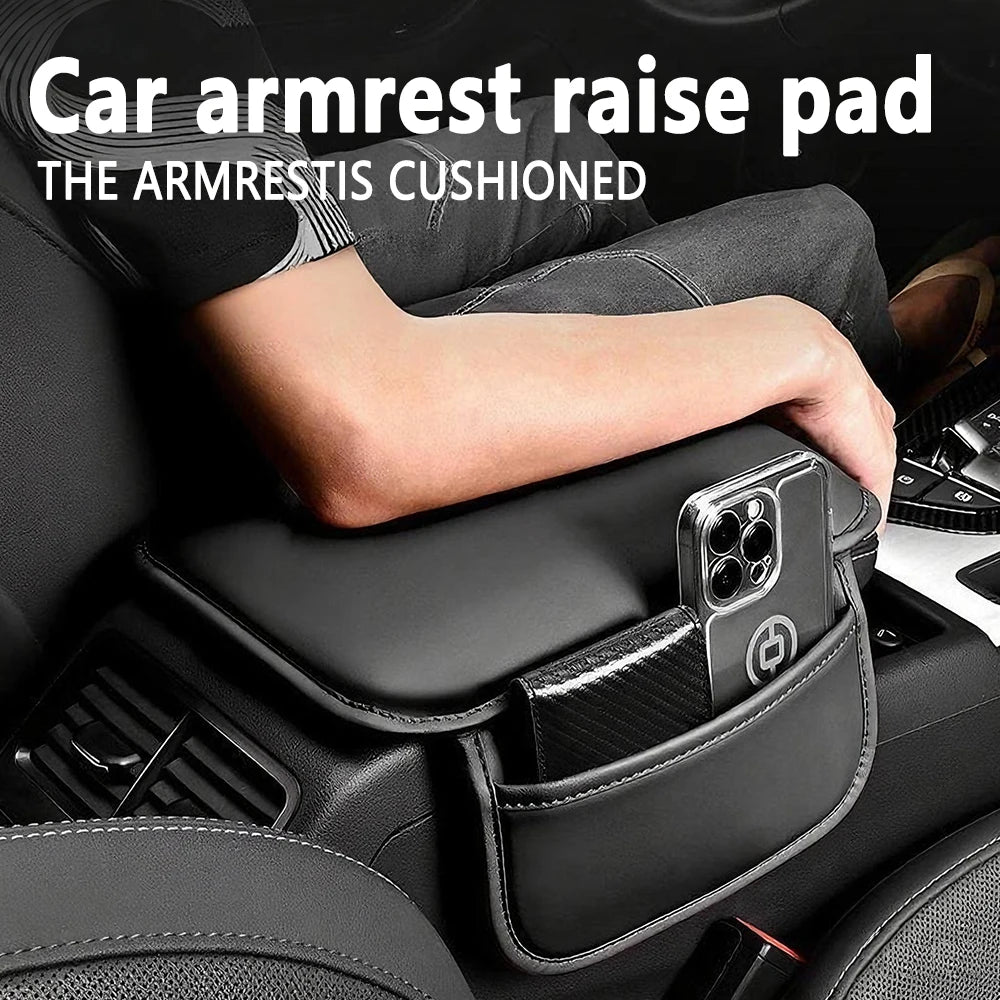 Leather Car Armrest Box Pad Center Console Arm Rest Protector Storage Pocket With pocket storage