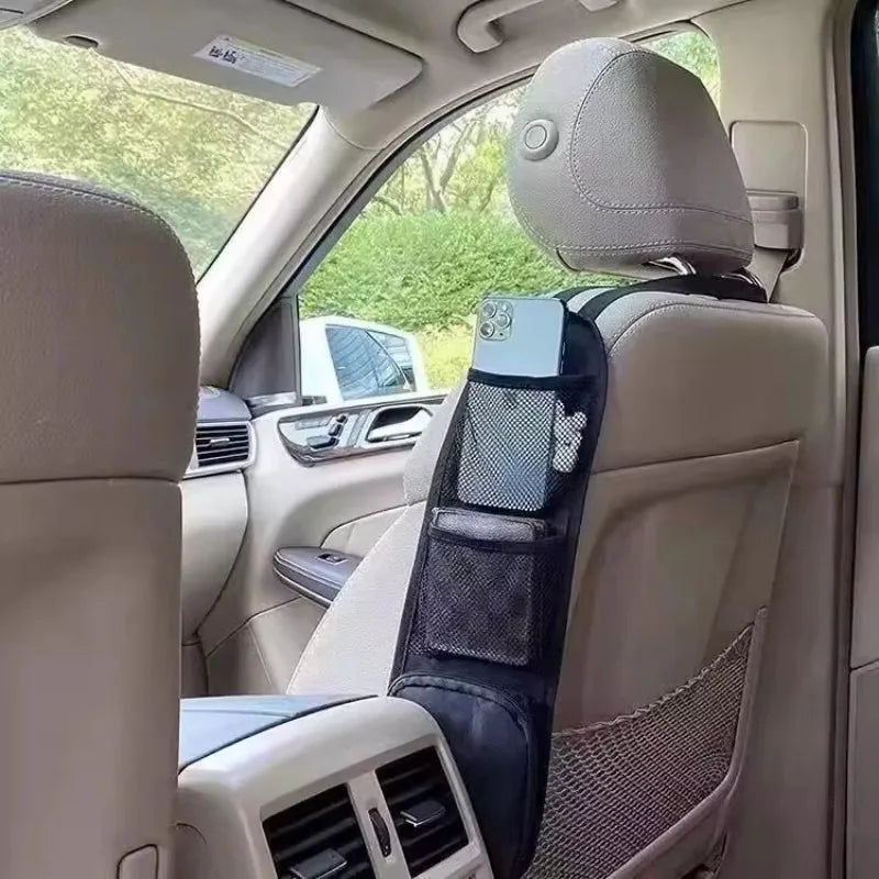 Multifunctional Car Seat Side Organizer Hanging Storage Bag With Cup Phone Pocket Auto close-up view