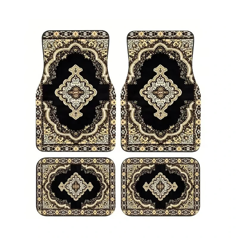 Red Bohemian Paisley Print Car Floor Mats 4Pcs Universal Anti-Slip Auto Carpet Interi lifestyle view