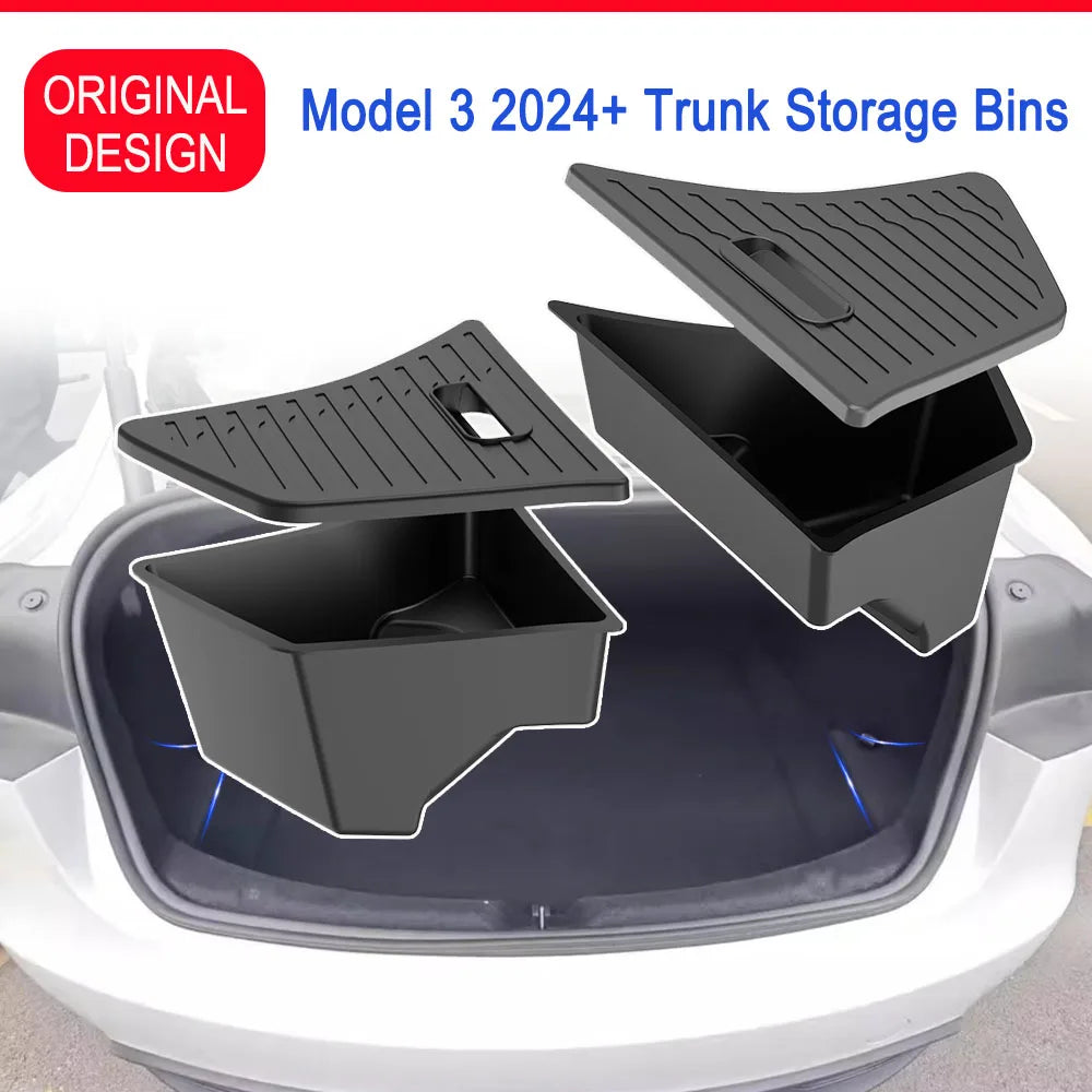 Tesla Model 3 Highland Trunk Storage Bins – Rear Trunk Side Organizer (2024–2026)