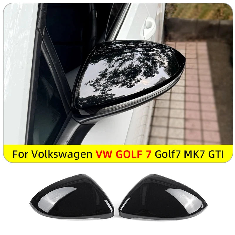Rear View Mirror Cover Original car replacement For VW Golf 7 MK7 7.5 GTI For Touran 2012-2020 Bright Black Mirror Case Car Acce