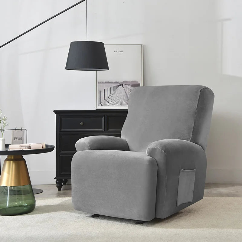 1/2/3 Seater Velvet Stretch Recliner Sofa Cover  Relax Armchair Slipcover Elastic All-inclusive Reclining Sofa Protector