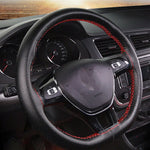 Car Steering Wheel Cover Needles And Braid Thread Artificial Leather Car Covers Sui additional angle