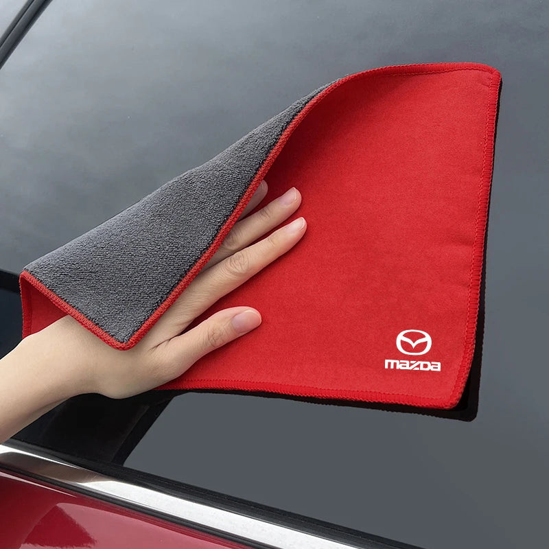 Car Microfiber Cleaning Towel | Soft Suede Drying Cloth for Mazda Models lifestyle view