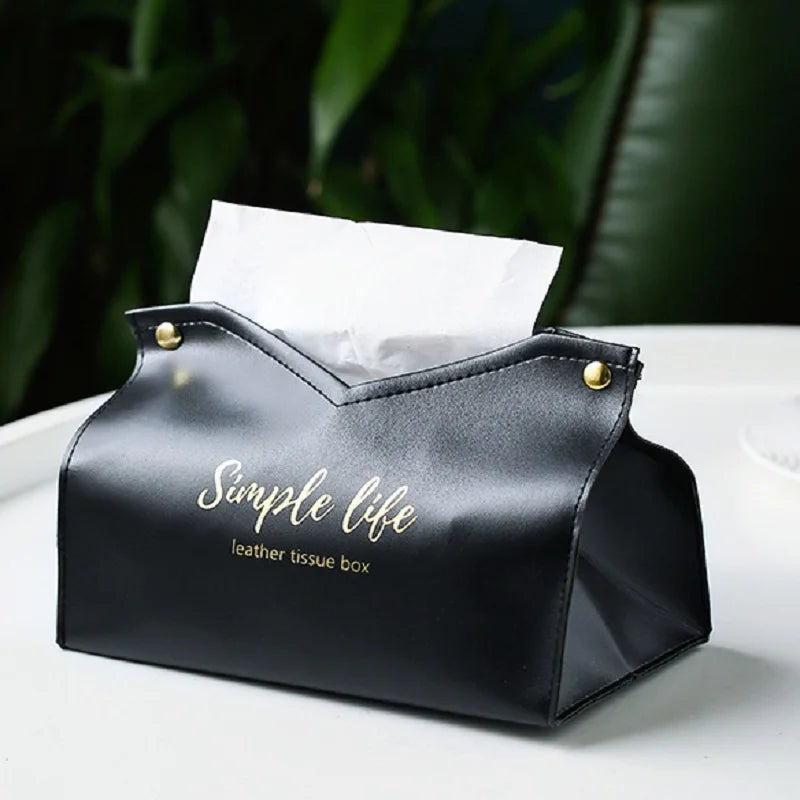 Leather Tissue Box Napkin Holder Car Tissue Box Home Living Room Holder Case Storage Hotel Carton Household Home Large Storage