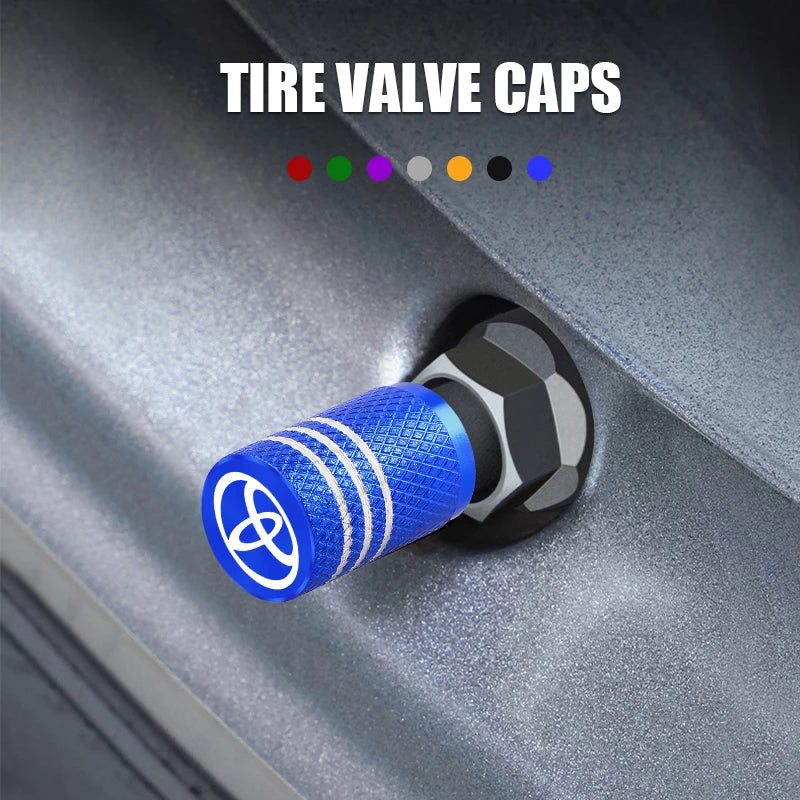 5pcs Metal Tire Valve Caps for Toyota Corolla Rav4 Camry Yaris | Auto Wheel Stem Covers detail view