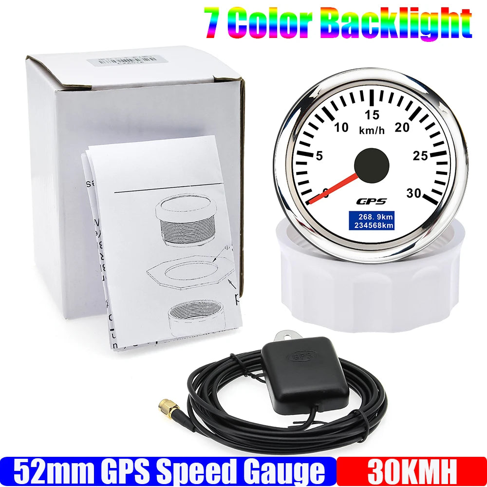 GPS Speedometer Gauge 52mm | 7 Color Backlight GPS Meter for Car Marine Boat 12V 24V alternate view