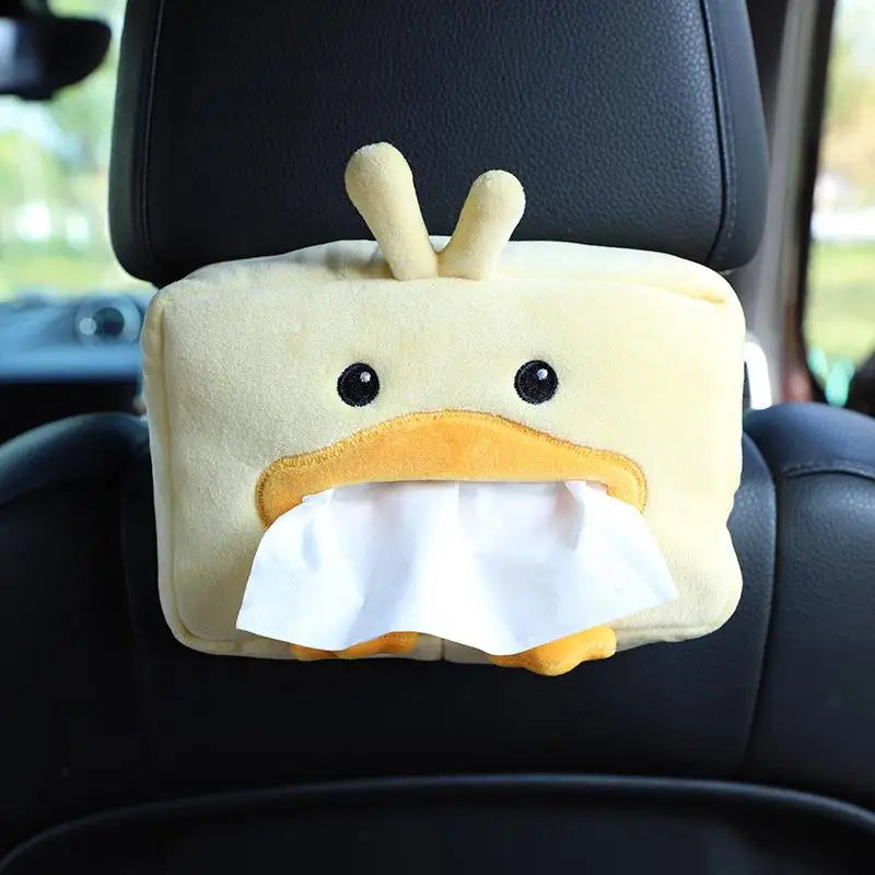 Cute Cartoon Short Plush Tissue Box Holder Car Armrest Backseat Tissue Cover Auto Interior Decor Nap