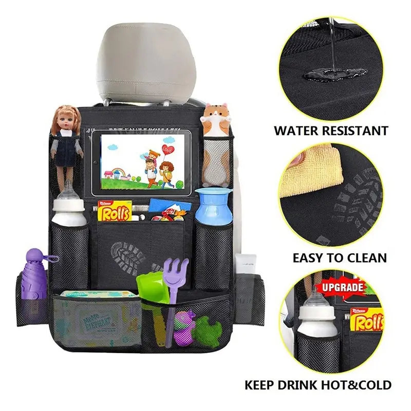 Car Backseat Organizer with Touch Screen Tablet Holder Auto Storage Pockets Cover Car lifestyle view
