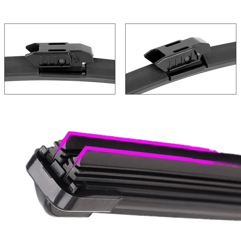 Car Windshield Wiper Blades | Universal Soft Double Layer Rubber Frameless Bracketless B detail view