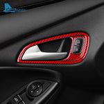 Real Soft Carbon Fiber Sticker For Ford Focus SE RS ST Ecoboost 2015 2016 2017 2018 LHD RHD Car Inner Door Handle Panel Trim