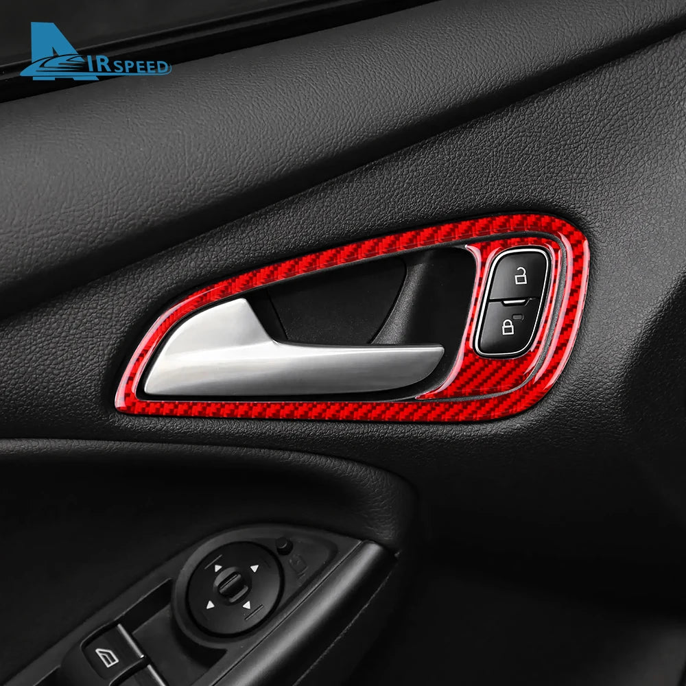 Real Soft Carbon Fiber Sticker For Ford Focus SE RS ST Ecoboost 2015 2016 2017 2018 LHD RHD Car Inner Door Handle Panel Trim