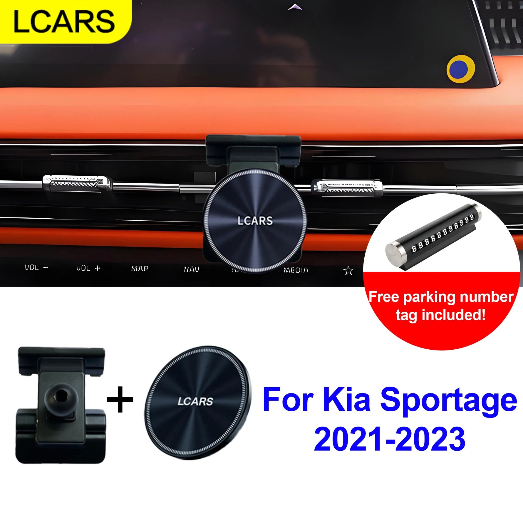 Suitable for Kia Sportage Car Phone Holder, 21-23 Model Car-Specific Magnetic Car Navigation Mount, Can Be Rotated and Adjusted Without Blocking the Line of Sight, Comes with a Free Parking Number Plate