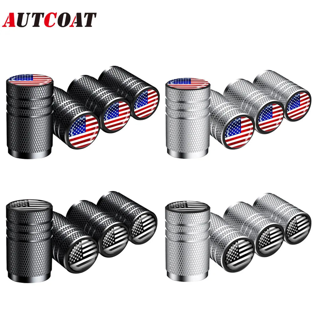 American Flag Tire Valve Caps | Aluminum Dustproof Stem Caps for Cars Trucks Motorcycles