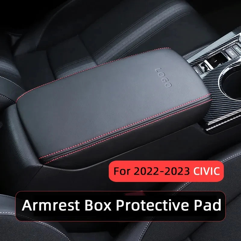 For Honda 2023 Civic 11th Gen Civic Car Armrest  Mat Center Storage Box Pad Protector Leather Cover Decoration Accessories