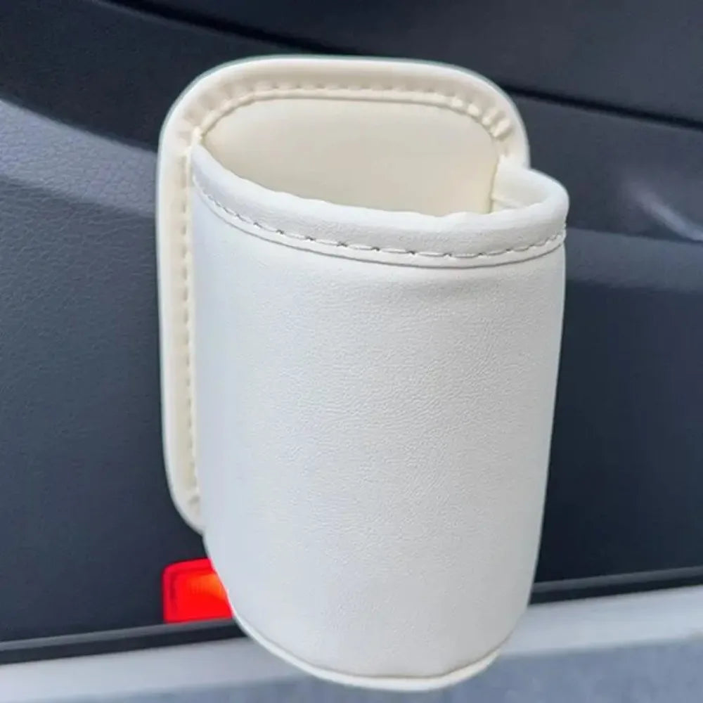 PU Leather Car Door Cup Holder | Rear Seat Drink Rack with Storage Bin alternate view