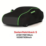 Universal Car Cover with Reflective Strip | Black Outdoor Dust and Snow Protection close-up view