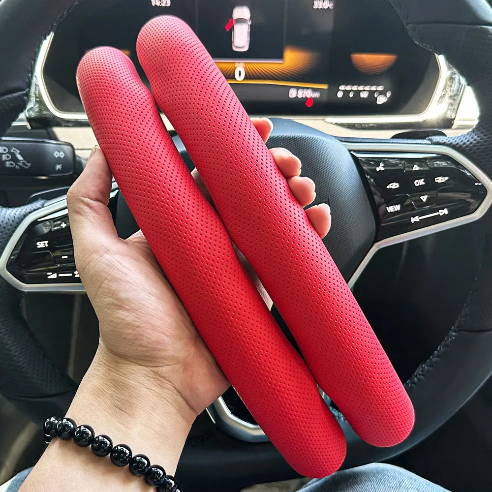 Leather Steering Wheel Cover 15 Inch Anti-Slip close-up view