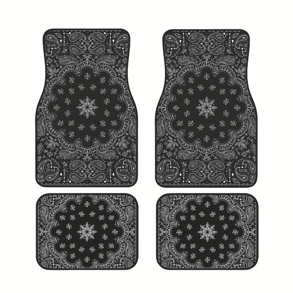 4Pcs Bohemian Car Floor Mats Anti-slip Heavy Duty Persian Carpet Dirty Resistant Car Decoration Car Floor Protector Rugs