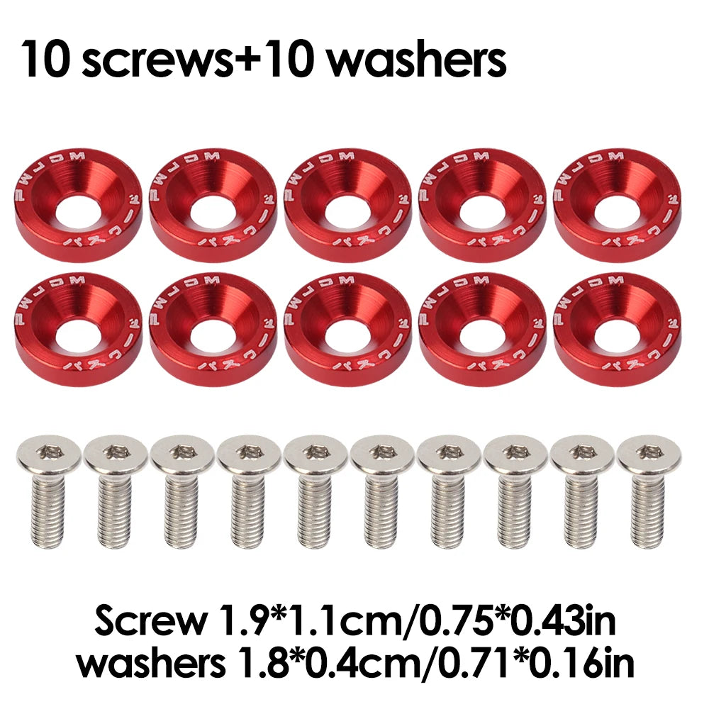 JDM Style Car Fender Washer License Plate Bolt M6 Screw Aluminum Gasket Engine Bay Dr alternate view