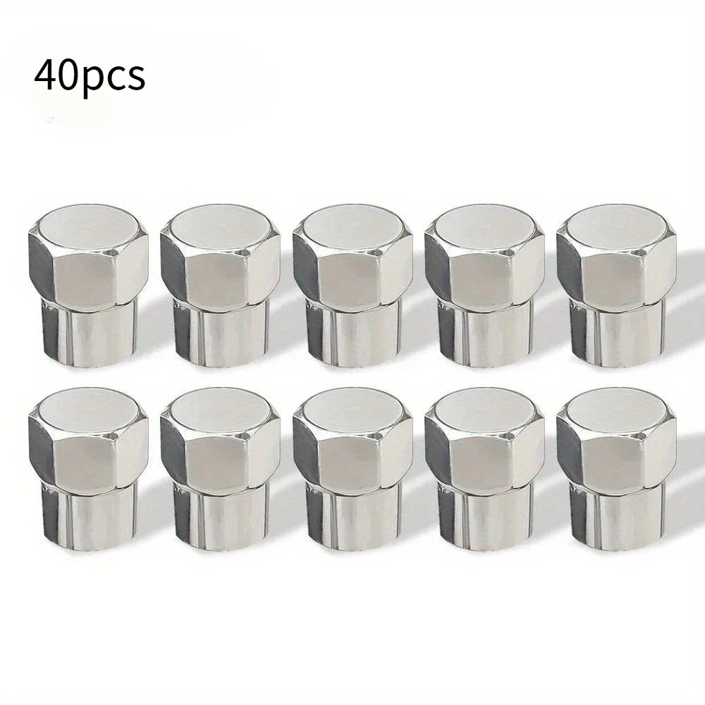 40 Pcs Tire Valve Caps with O-Ring | Chrome Dust Proof Covers for Cars, Bicycles, Tru alternate view