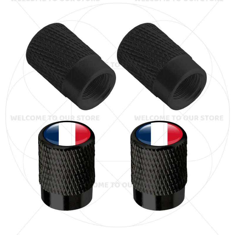 4Pcs Aluminum Motorcycle Car Tire Valve Caps with Germany France Italy Flag Emblems | alternate view