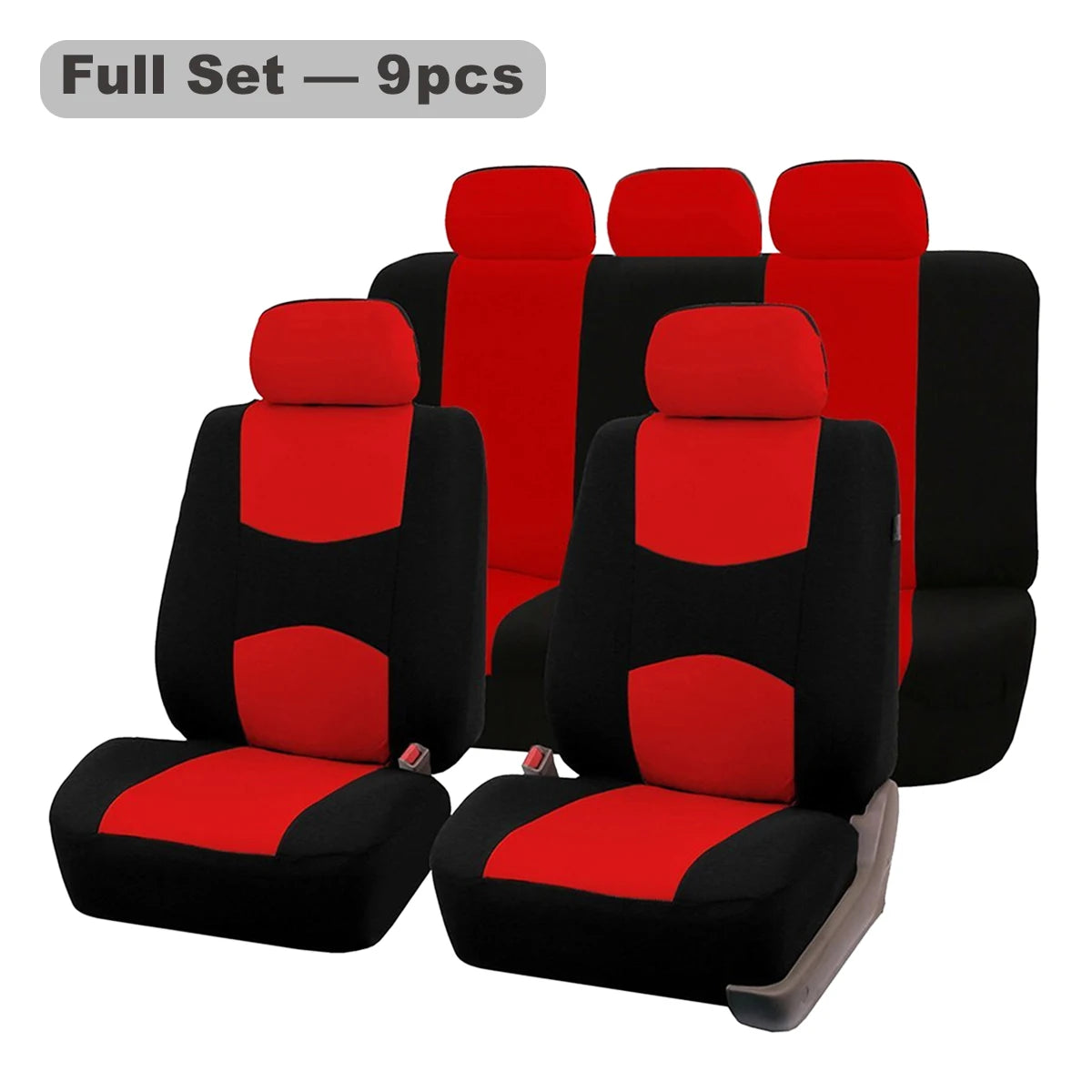 Universal Car Seat Cover Set 9 Pcs Polyester Knit Fabric Four Seasons detail view