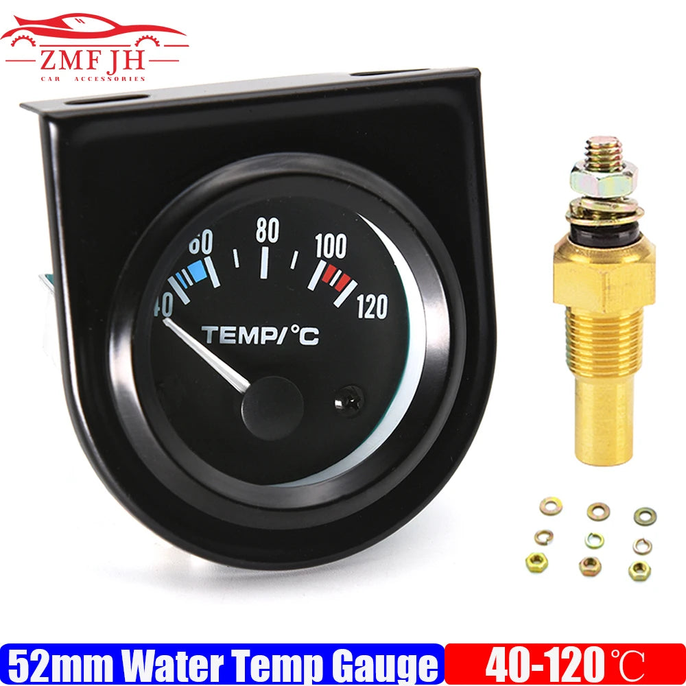 2" 52mm Water Temp Gauge 40-120 Celsius | 12V Car Temperature Meter with Sensor