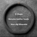 Car Steering Wheel Covers Cowhide Suede Steering Wheel Cover Wrap Universal 37-38cm B alternate view
