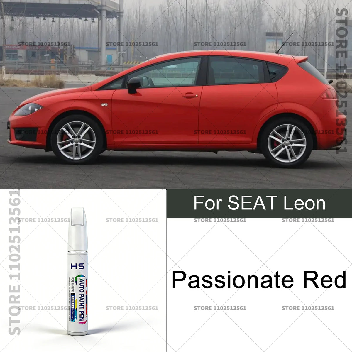 For SEAT Leon Red Silver Blue Gray Yellow White Snow White Car Paint Repair Pen Touch alternate view
