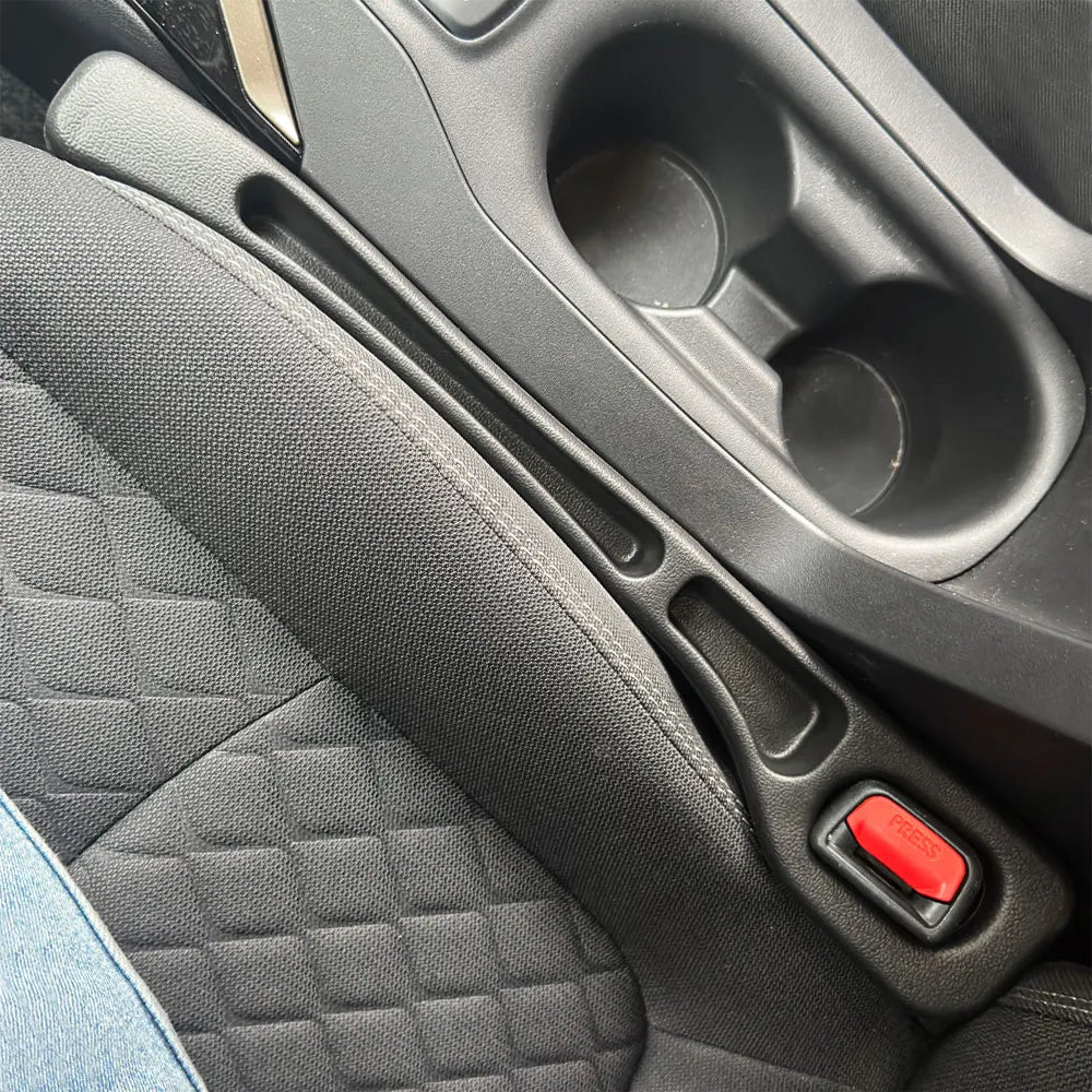 2pcs Car Seat Gap Filler, Dual Slot Design, Car Interior Accessories, Phone & Key Stor close-up view