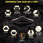 3T Car Scissor Jack Kits Emergency Crank Lift Stand Labor-Saving Repair Tire Replacement detail view