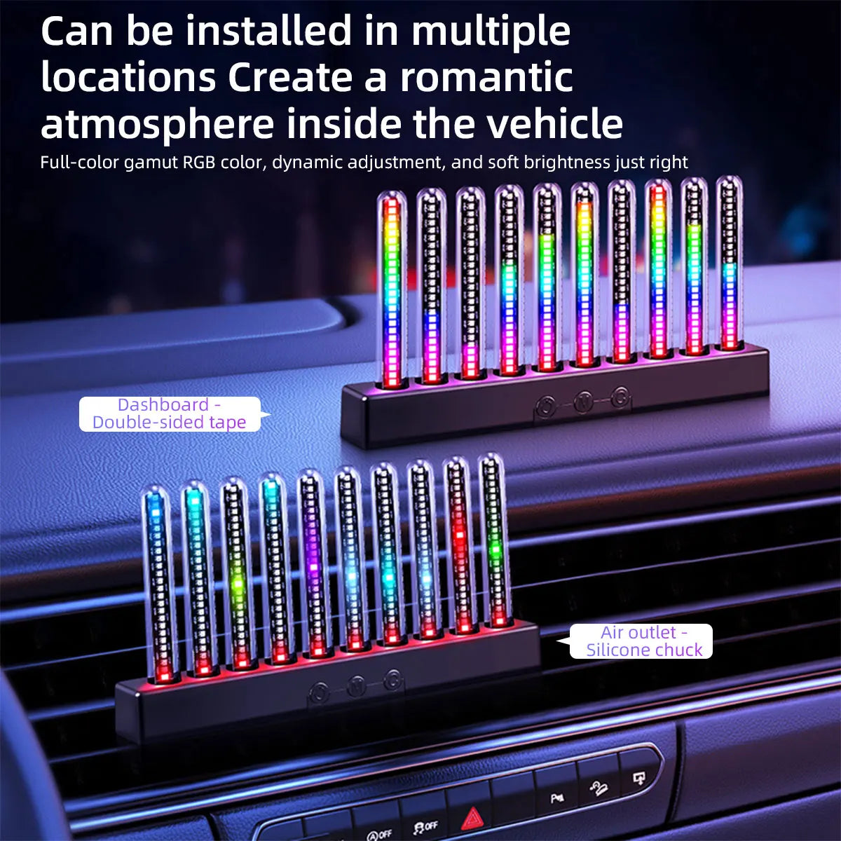 Sound Control Pickup Light Dynamic Gradient RGB Ambient Light Universal Car Air Ven additional angle