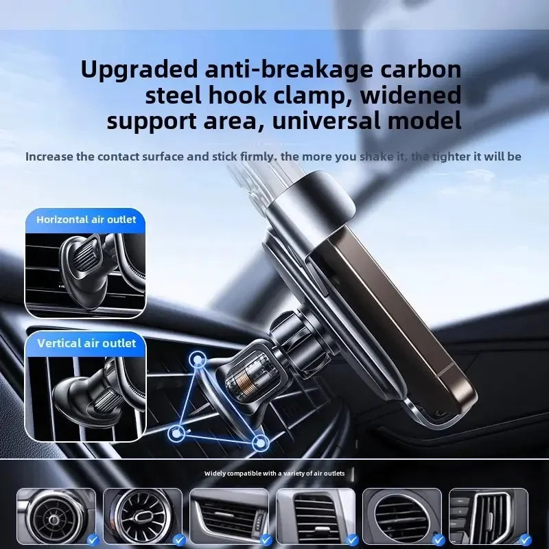 UYUXIO Wireless Car Charger | Fast Air Vent Phone Holder for iPhone and Samsung additional angle
