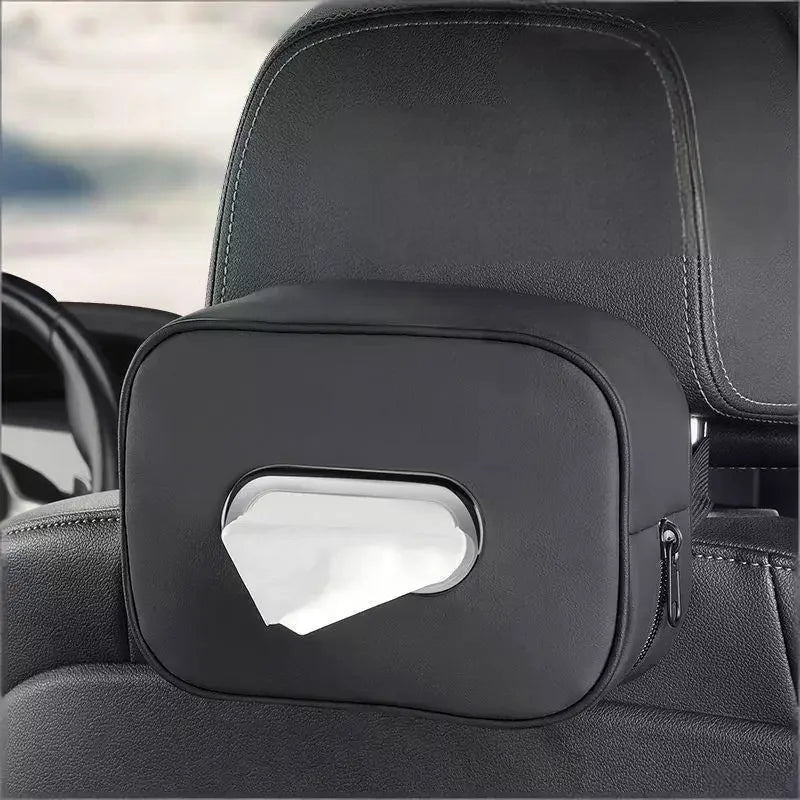 Nappa Leather Car Tissue Box Holder Sun Visor Backseat Center Console Napkin Storage lifestyle view