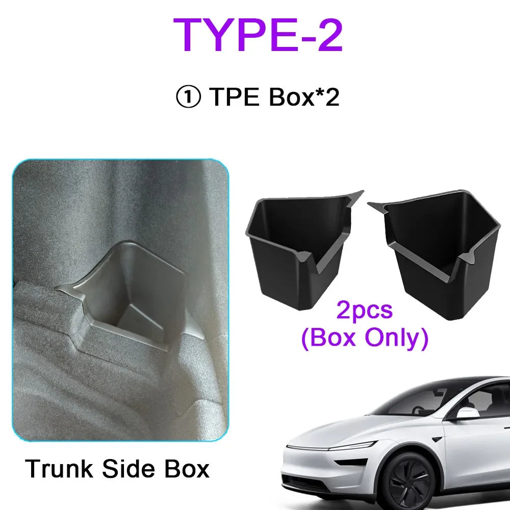 TESMAYX Car Trunk Side Storage Box for Tesla Model Y Juniper 2025 | Flocking TPE Ma additional angle