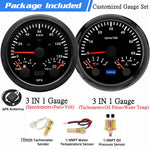 Custom 2 Gauges Set With Sensors Kit | 85mm 3-in-1 GPS Speedometer, Fuel, Tachomete additional angle