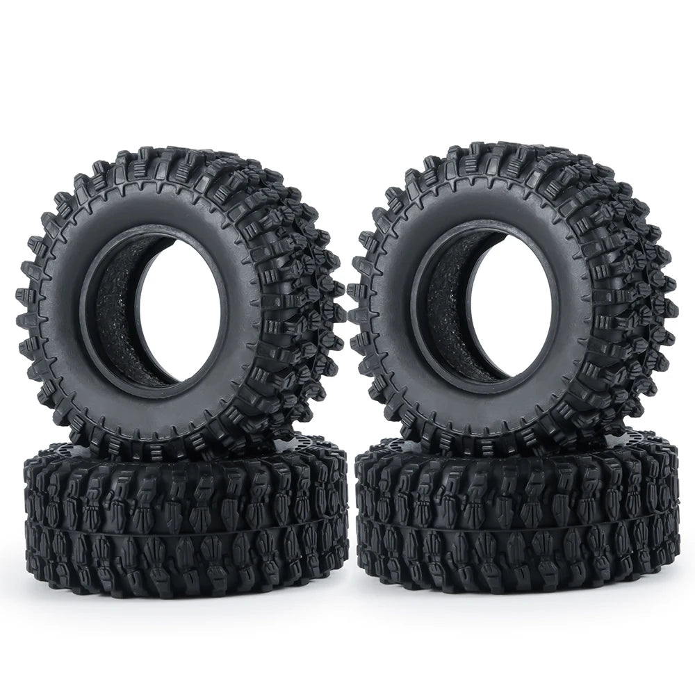 Rubber Mud Terrain Tires 4PCS 1.0" for 1/18 1/24 Axial SCX24 TRX4M Micro Crawler additional angle