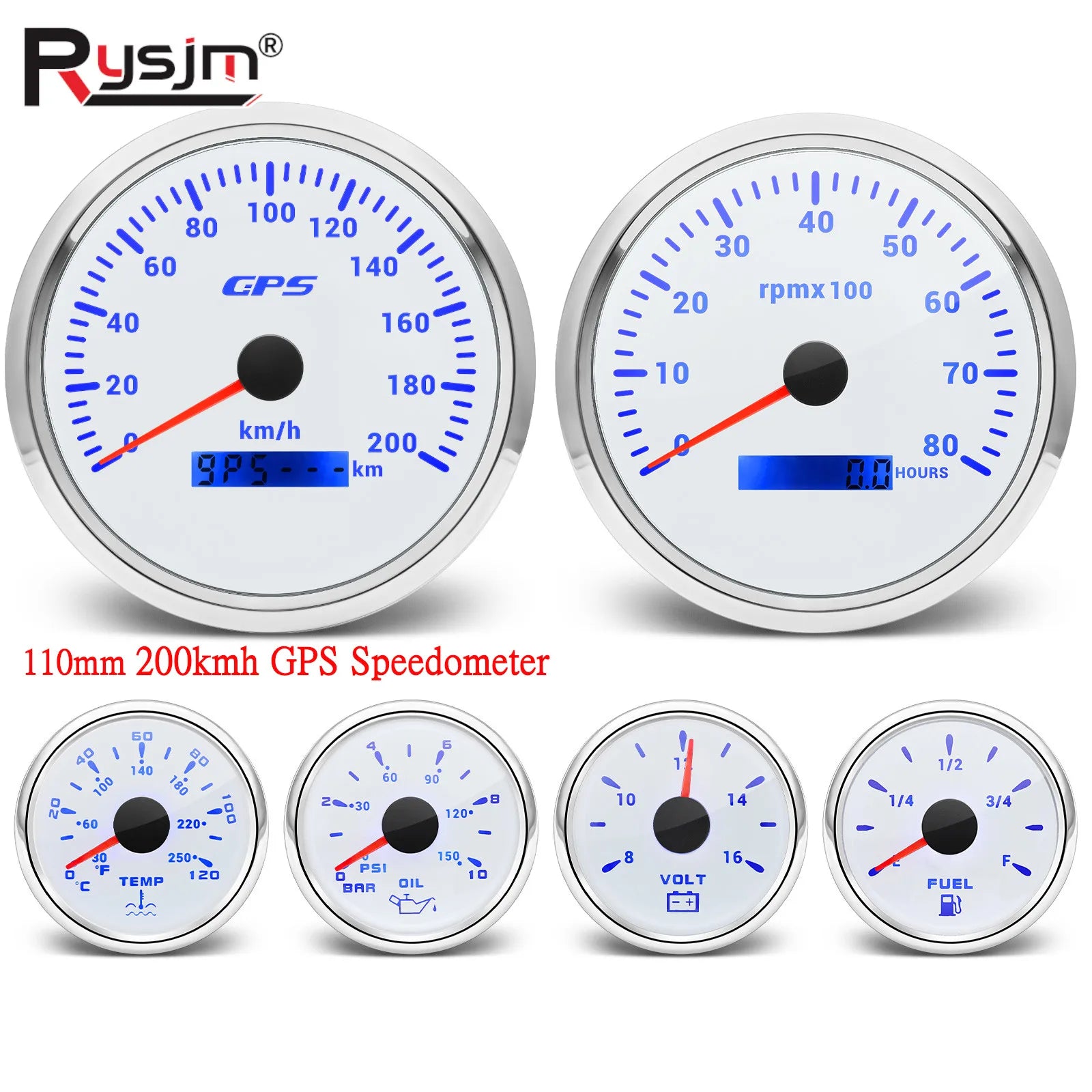 6 Gauge Set with GPS Speedometer, Tachometer, Voltmeter, and Sensors | 110mm and 52mm lifestyle view