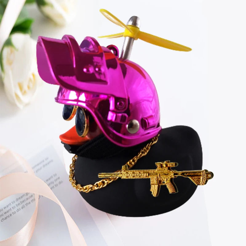 Motor Accessories Yellow Duck with Helmet for Bike Without Lights Auto Car Accessor additional angle