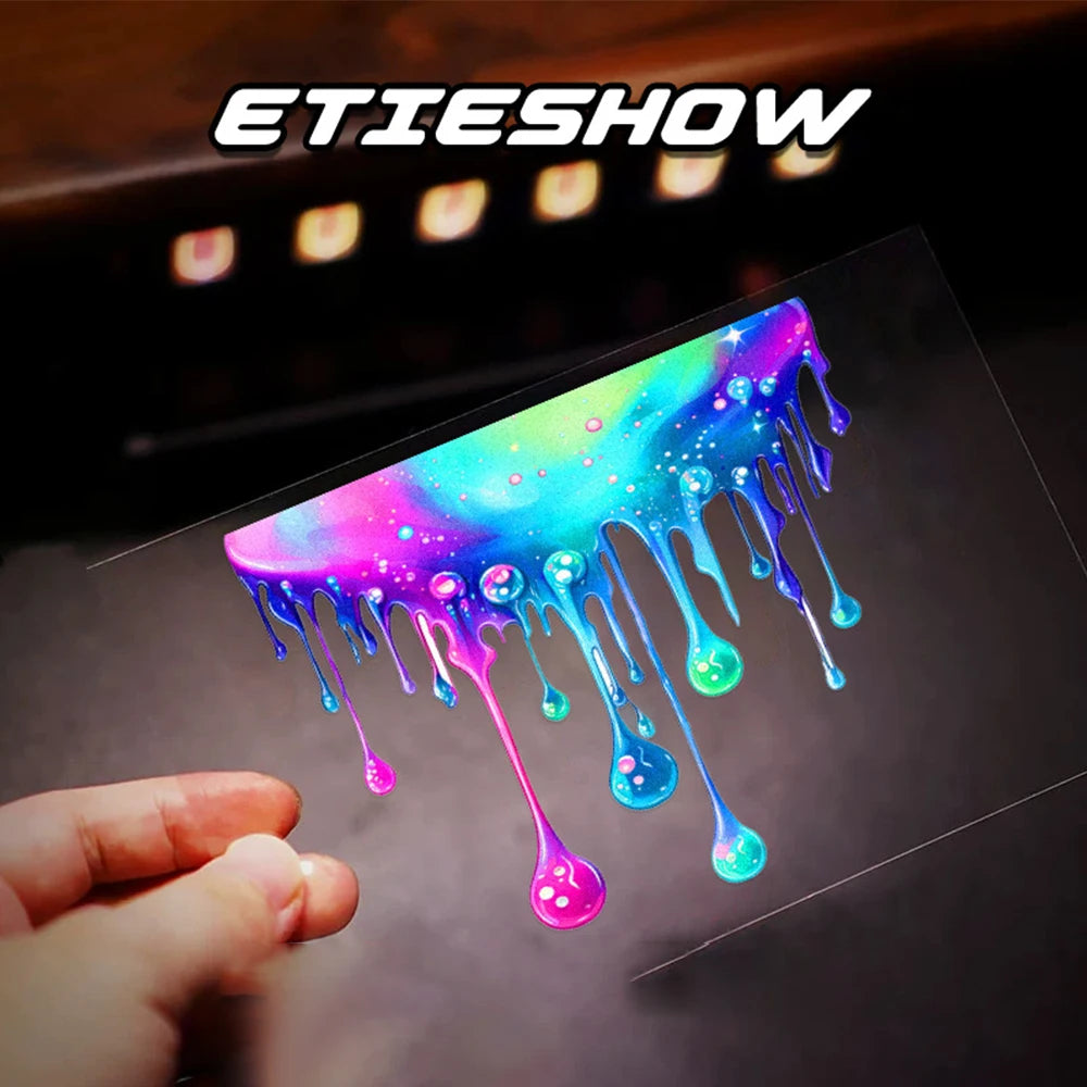 Car Interior Stickers with Dopamine Coloured Fluid Paint Vinyl Reflective | Car Decals f detail view