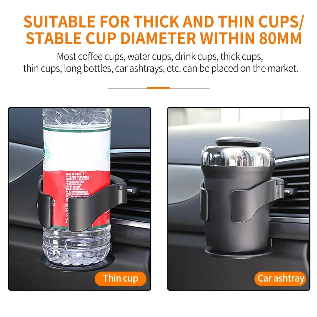 Universal Car Cup Holder with Air Vent Outlet Mount | Holds Coffee, Water Bottles, Can close-up view
