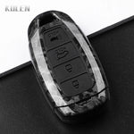 ABS Carbon Fiber Style Car Key Case Cover For Hyundai i30 ix25 Elantra KONA Solaris Azera Grandeur TM Accent Santa Fe Keychain