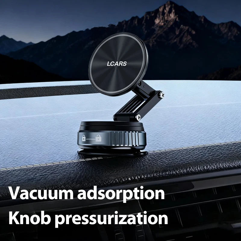 Lcars Car Phone Holder, 360-Degree Rotating Magnetic Head with Dual-Mode Vacuum Suction, Foldable Design for Car Dashboard, Compact Size for Easy Storage, Stylish Appearance, Durable Structure, Suitable for Multiple Use Scena
