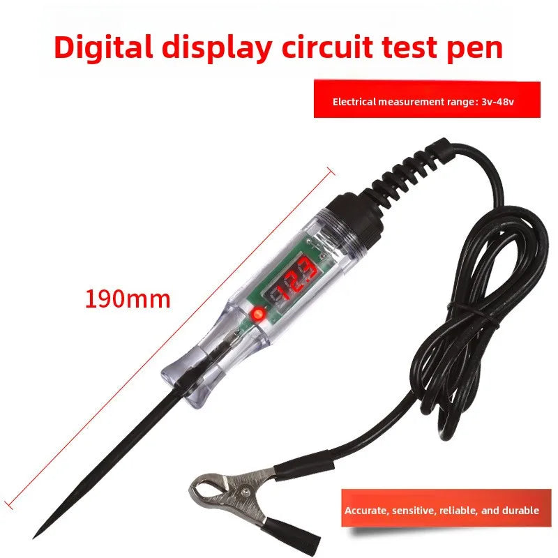 Automotive Test Pen LED Test Light Digital Display 12V 24V 70V Car Repair Circuit Fuse Tester Voltage Tester