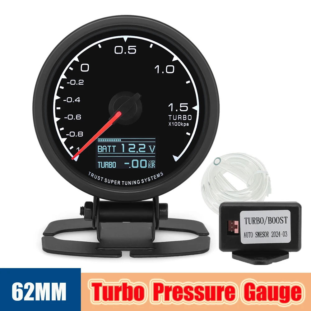 Auto Turbo Boost Controller Kit | 1~1.5 KPA LCD Digital Display Gauge for Gasoline Cars 12V