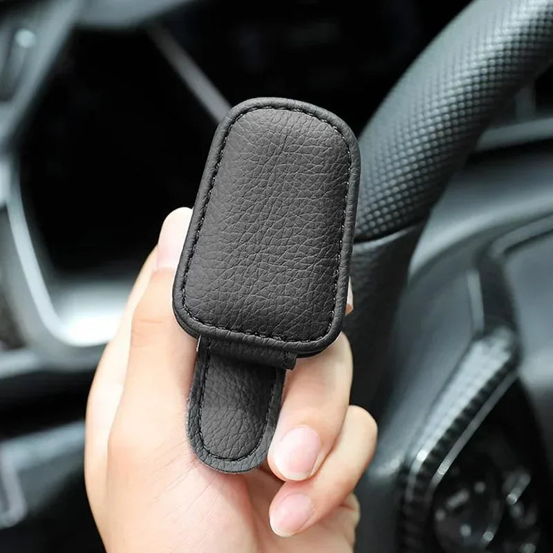 Car Sunshade Sunglasses Holder with Ticket Clip close-up view