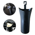Black Plastic Car Trash Can with Hook for Umbrellas and Bottles