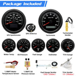 7 Gauge Set with GPS Speedometer and Fuel Float Sender | 80MPH 8K RPM Tacho for Boat and detail view