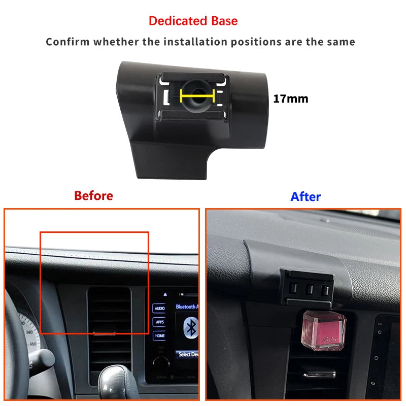 Car Mobile Phone Holder For Toyota Sienna 2015 2016 2017 2018 Mount Wireless Charging Phone Holder Special Fixed Base accessorie